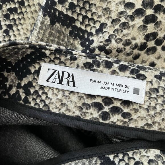 Zara Women Size M Snakeskin Animal Print High Rise Ruched Ruffle Mini Skirt - Picture 8 of 9